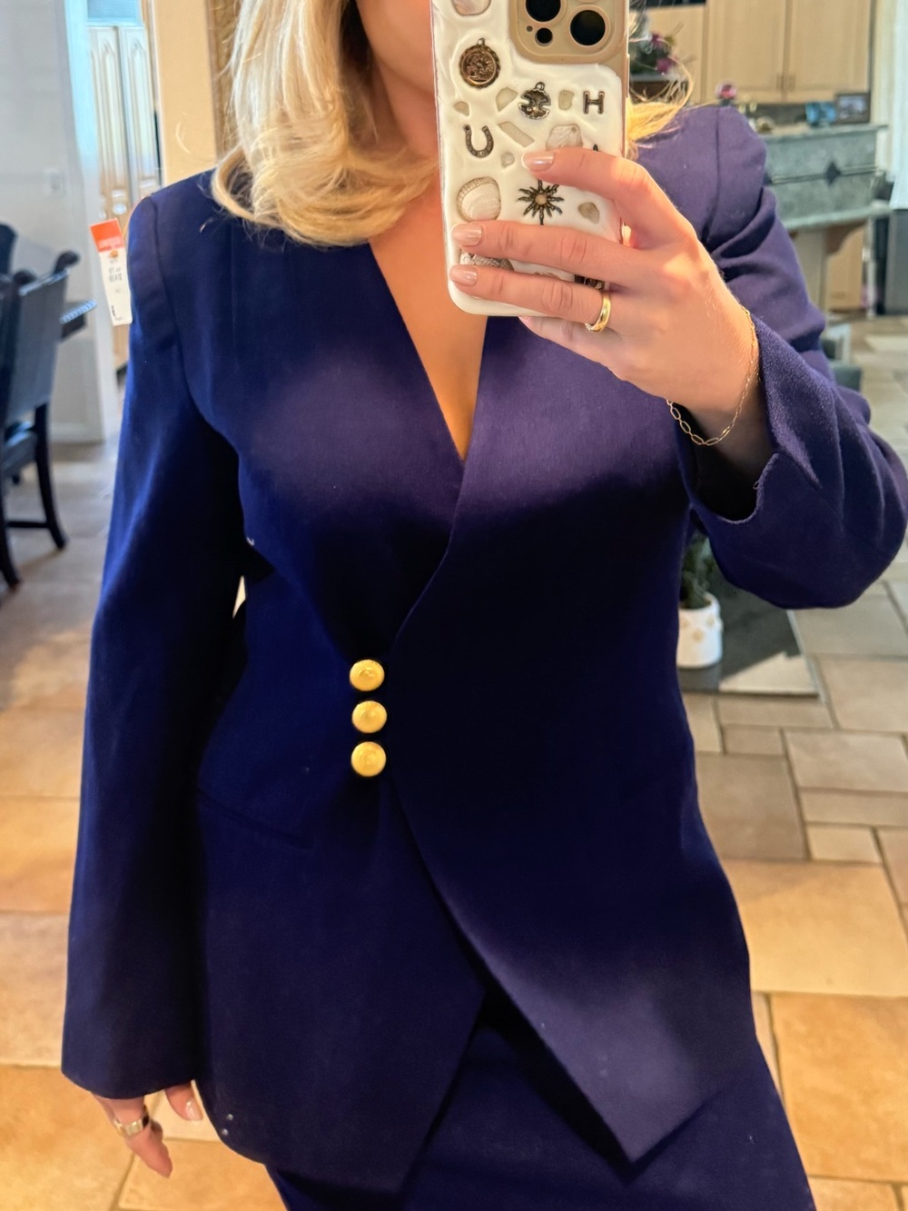 Kasper Women's Cobalt Blue Blazer with Gold Buttons